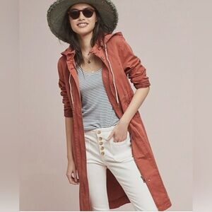 Anthropologie Terracotta Longline Anorak Trench Twill Duster Jacket